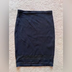 Guess Black Pencil Skirt with Beaded Hem